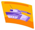 Tank videogame icon. Gaming concept. Military machine sign isolated. Armoured fighting vehicle