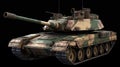 A Tank With A Woodland Camouflage Pattern And A Mounted Cannon. Generative AI