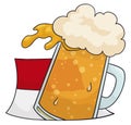 Tankard with frothy beer coming out of a calendar, Vector illustration