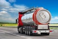 Tanker with chrome tanker on the highway