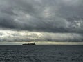 Tanker Crossing the Straits of Gibraltar into the Mediterranean on a Stormy Day