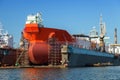 Tanker in dry dock