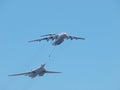 The tanker Ilyushin Il-78 and strategic bomber Tu-160 Royalty Free Stock Photo