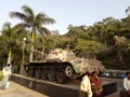 A tanker of indian army in the garden