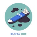 Tanker Oil Spill Isometric Icon