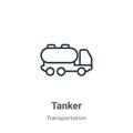 Tanker outline vector icon. Thin line black tanker icon, flat vector simple element illustration from editable transportation
