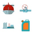 Tanker, pipe stop, oil refinery, canister with gasoline. Oil industry set collection icons in cartoon style vector Royalty Free Stock Photo