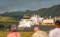 Tanker ship in the Panama Canal