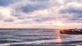 Tanker ship park in sea, Crude oil tanker and LPG tanker loading at sunset. Video. Sea view with floating tankers Royalty Free Stock Photo