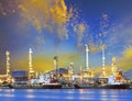 Tanker ship and petrochemical oil refinery industry plant with b Royalty Free Stock Photo