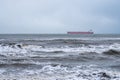 Tanker ship at sea during a storm Royalty Free Stock Photo