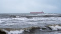 Tanker ship at sea during a storm Royalty Free Stock Photo