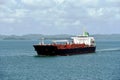 Tanker ship transiting through Panama Canal Royalty Free Stock Photo