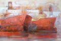 Tanker ships, modern handmade paintings