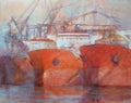 Tanker ships, modern handmade paintings