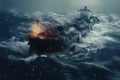 Tanker In A Storm Ocean Royalty Free Stock Photo