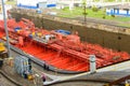 Tanker Strinda inside the Gatun locks on the Panama canal