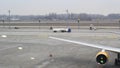 Tanker truck driving on the airport runway