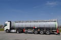 Parking by the highway. Tanker truck while parking in a parking lot Royalty Free Stock Photo
