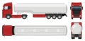 Tanker truck vector template side, front, back top view