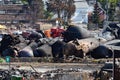 Tankers exploded after the wost train disaster in the canadian history Royalty Free Stock Photo