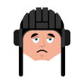 Tankman sad emoji. Russian soldier sorrowful emotion avatar. Tan