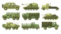 Tanks and armoured trucks camouflage vehicles collection side view