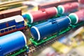 Tanks freight train toy railway Royalty Free Stock Photo