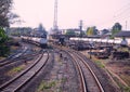 Tanks with fuel being transported by rail Royalty Free Stock Photo