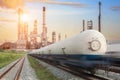 Tanks with gas being transported by rail at Industrial petrochemical plant Royalty Free Stock Photo
