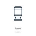 Tanks icon. Thin linear tanks outline icon isolated on white background from industry collection. Line vector tanks sign, symbol Royalty Free Stock Photo