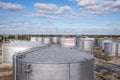 Tanks with oil for further transportation of oil through pipes at an oil refinery and oil pumping station