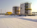 Tanks with oil owned oil company Rosneft.