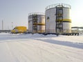 Tanks with oil owned oil company Rosneft.