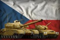 Czechia tank forces concept on the national flag background. 3d Illustration