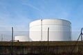 Tanks in tank farm with blue sky Royalty Free Stock Photo