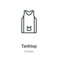 Tanktop outline vector icon. Thin line black tanktop icon, flat vector simple element illustration from editable concept isolated
