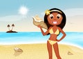 Tanned girl with shell