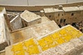 Tanned hides drying on a rooftop near one of the tanneries in th Royalty Free Stock Photo