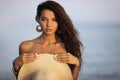 Tanned Woman Resting in Water During Summer Vacations Royalty Free Stock Photo