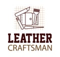 Tanner or leather craftsman logo template. Leather craft handmade market vector design. ÃÂ¡oncept for workshop repair or