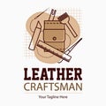 Tanner or leather craftsman logo template. Leather craft handmade market vector design. ÃÂ¡oncept for workshop repair or