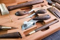 Tanner tools. Skiving knifes. Royalty Free Stock Photo