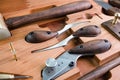 Tanner tools. Skiving knifes. Royalty Free Stock Photo