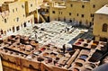 Tanneries of Fes Old tanks with color paint for leather. Morocco Africa. Oriental, fancy