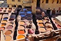 Tanneries of Fes Old tanks with color paint for leather. Morocco Africa. Oriental, fancy