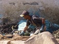 Tannery worker in Marrakech Morocco Royalty Free Stock Photo