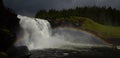 Tannforsen waterfall and rainbow in Sweden