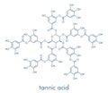 Tannic acid molecule one isomer shown. Type of tannin. Skeletal formula.