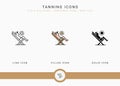 Tanning icons set vector illustration with solid icon line style. Summer beach concept. Royalty Free Stock Photo